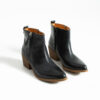 Botine cowboy scurte negre cu toc din piele naturală – Valeria