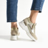 Sneakers damă bej din piele naturală cu platformă Luxor