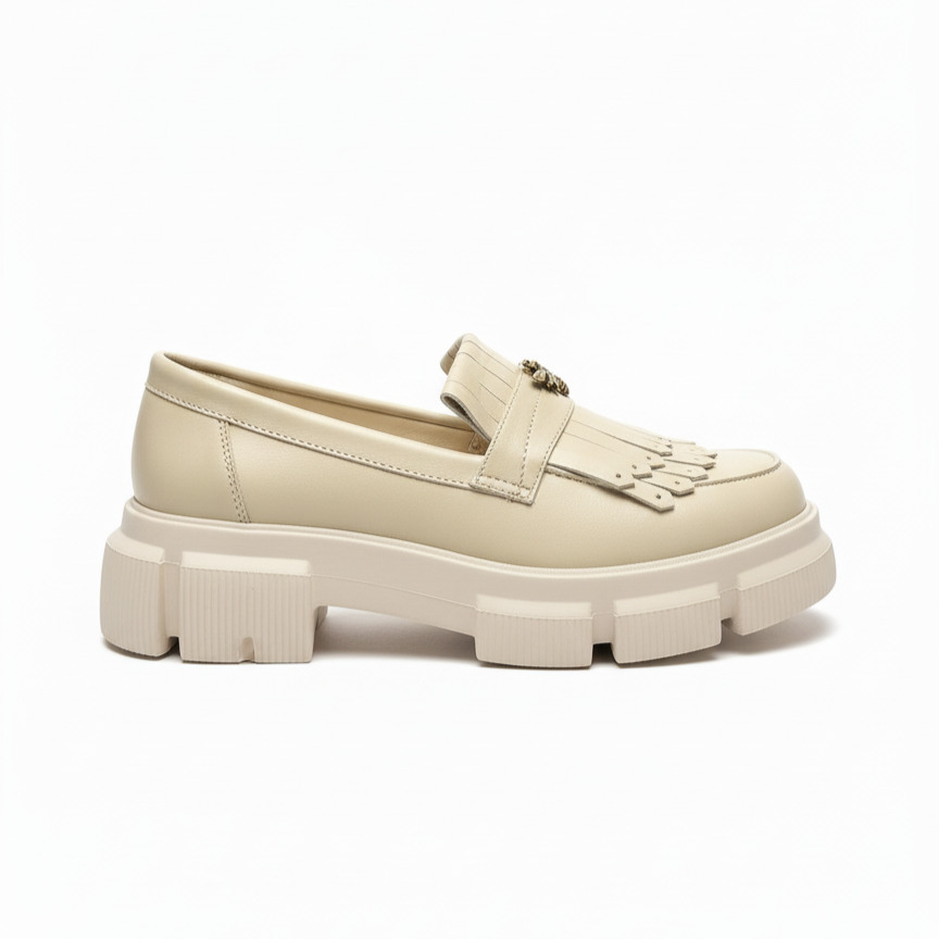 Mocasini bej din piele naturală cu talpă groasă Kush Mocasini bej din piele naturală cu talpă groasă Kush