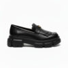 Mocasini de damă negri din piele naturală cu talpă masivă Kush