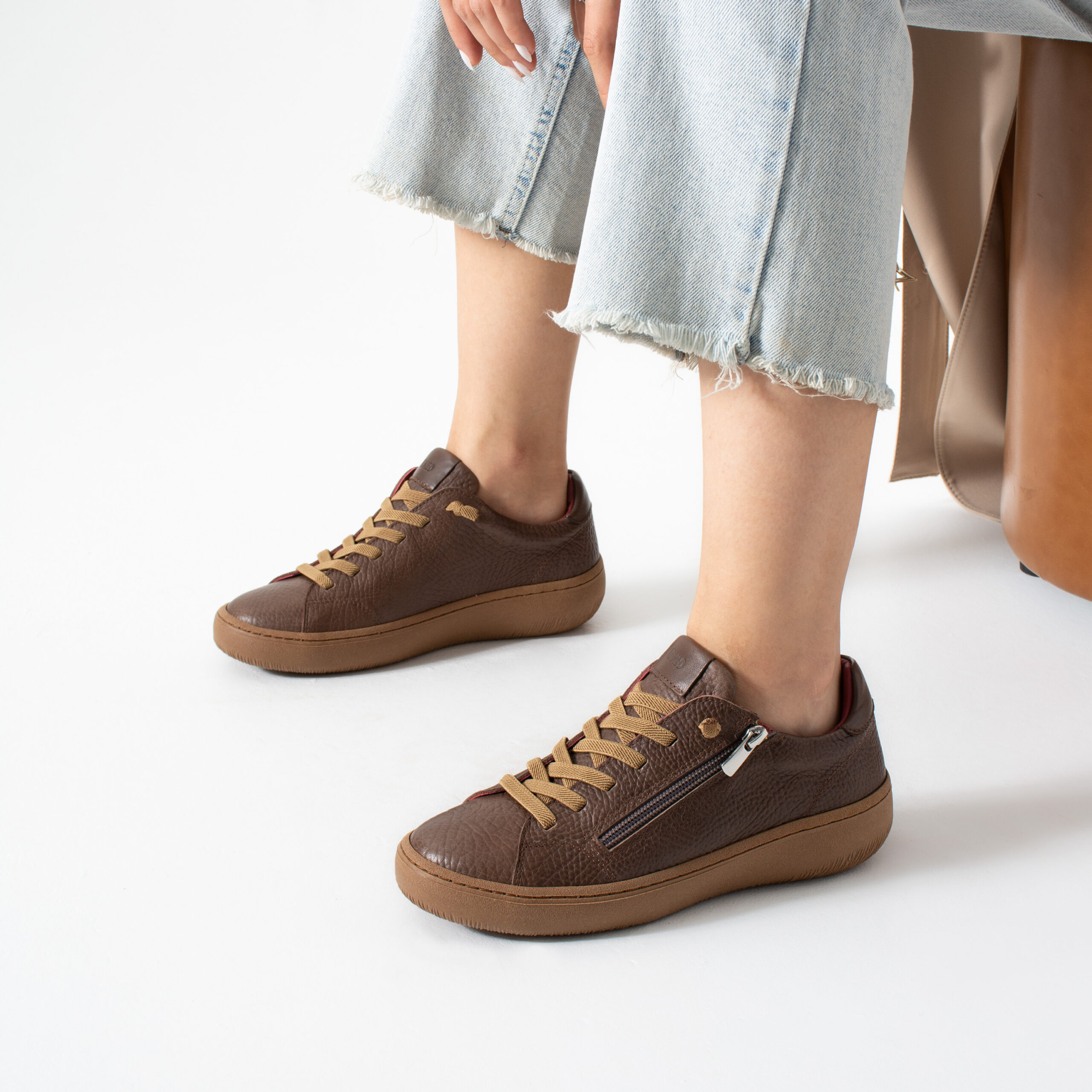 Pantofi sport de damă maro din piele naturală Gao Pantofi sport de damă maro din piele naturală Gao
