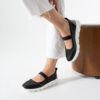 Pantofi casual negri pentru femei din piele naturală și material textil Aria