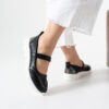 Pantofi casual negri pentru femei din piele naturală și material textil Aria