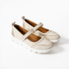 Pantofi casual de damă bej din piele naturală și material textil Aria