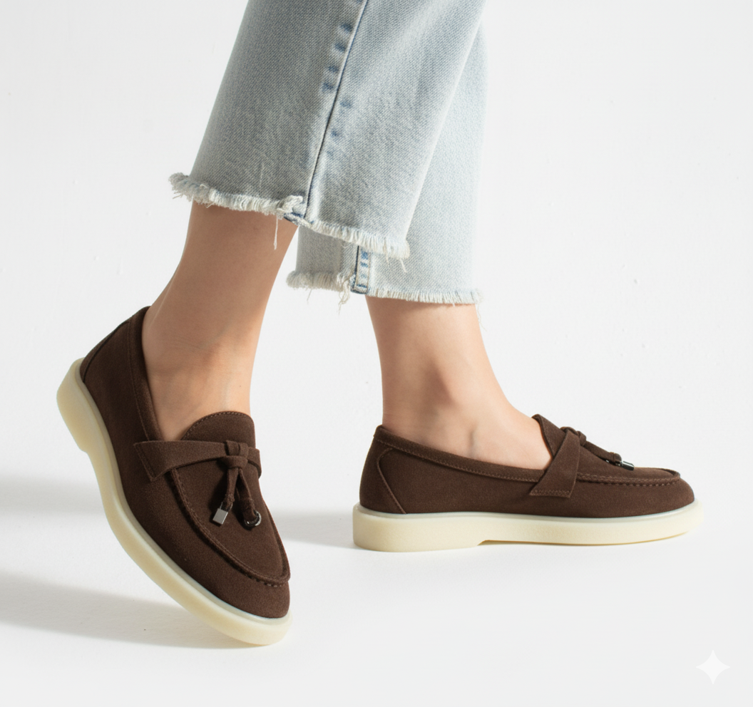 Mocasini de damă maro închis din piele întoarsă naturală Mombasa Mocasini de damă maro închis din piele întoarsă naturală Mombasa