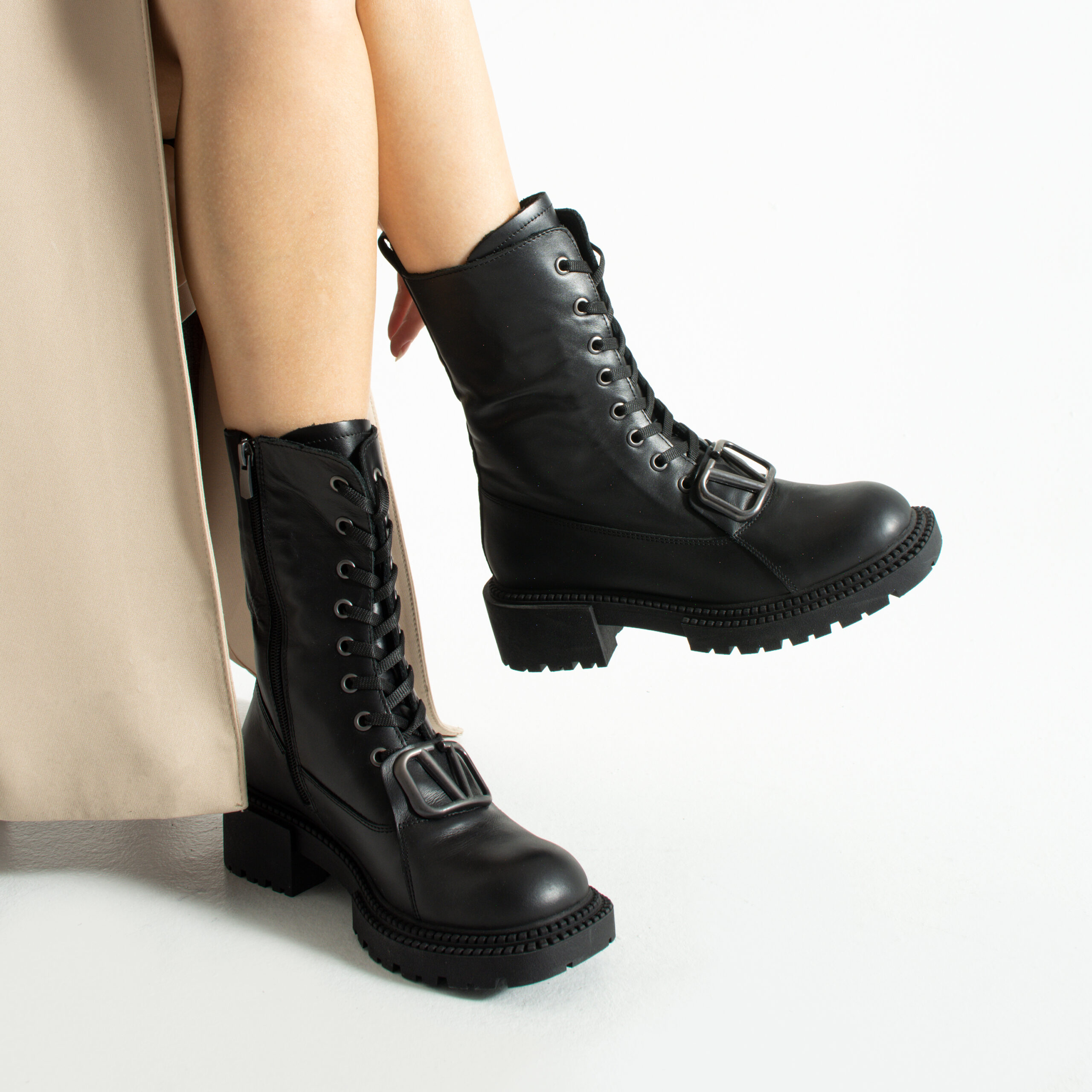 Botine negre din piele naturală Malik Botine negre din piele naturală Malik