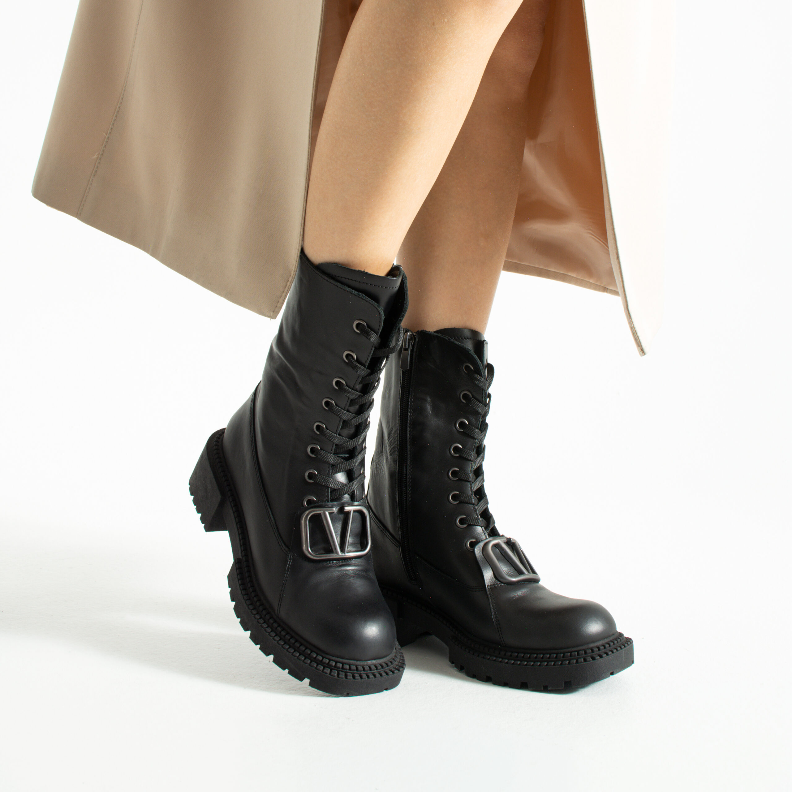 Botine negre din piele naturală Malik Botine negre din piele naturală Malik