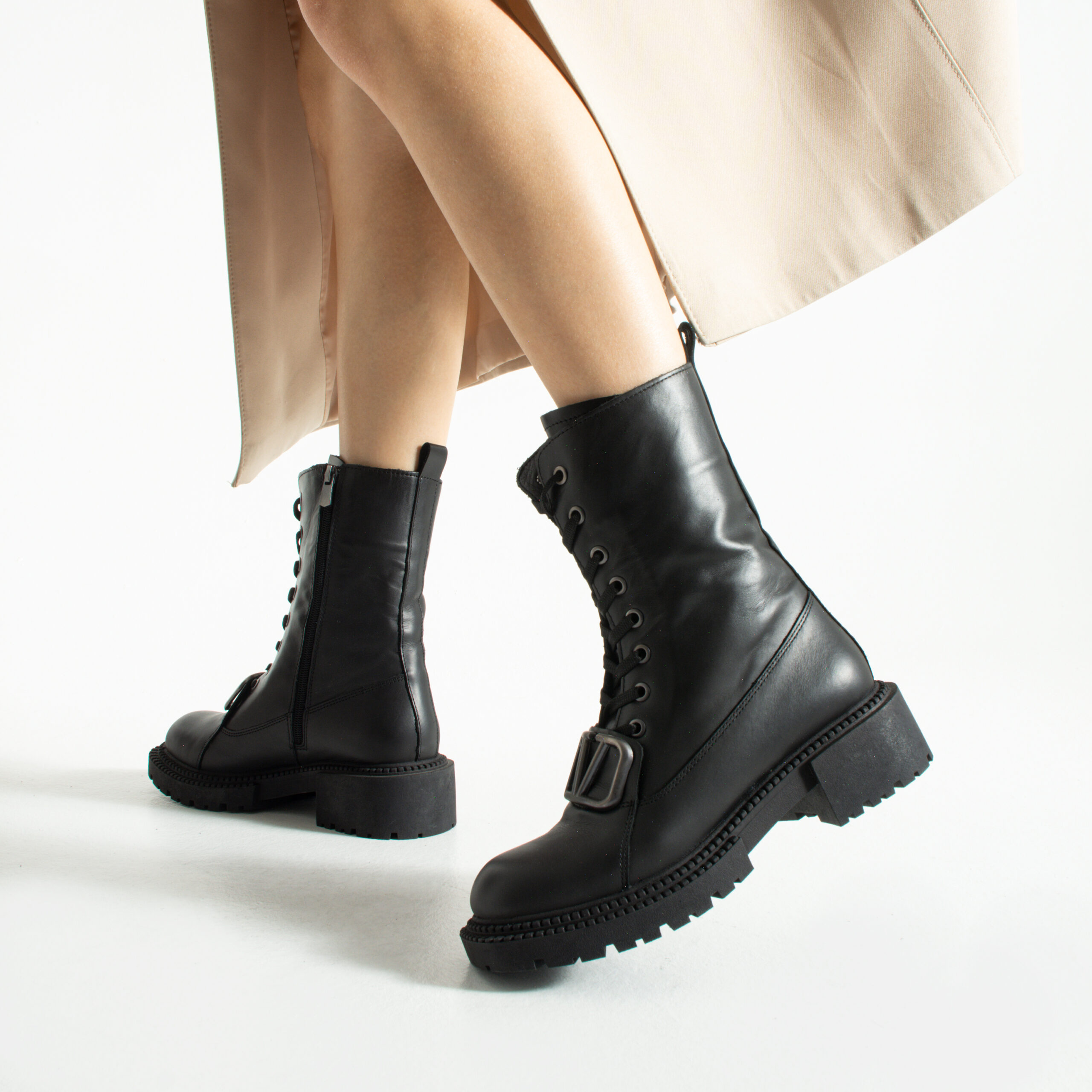 Botine negre din piele naturală Malik Botine negre din piele naturală Malik