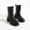 Botine negre din piele naturală cu toc Tiana