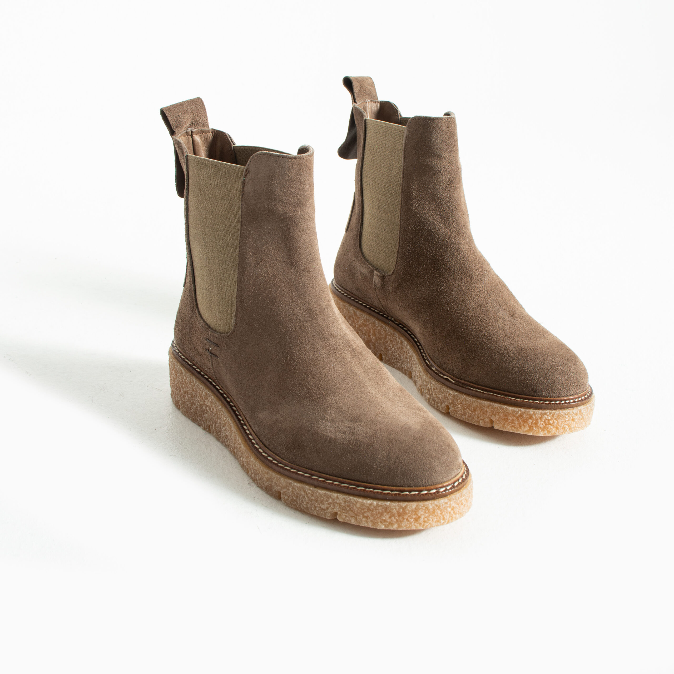 Botine Chelsea pentru femei, maro închis, din piele întoarsă naturală, cu talpă din cauciuc, Tabia Botine Chelsea pentru femei, maro închis, din piele întoarsă naturală, cu talpă din cauciuc, Tabia