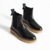 Botine Chelsea negre din piele naturală cu talpă din cauciuc Tabia