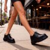 Pantofi oxford de damă negri din piele naturală Carama