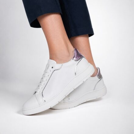 Adidași sport-eleganți albi de damă Fatma din piele naturală