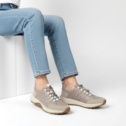 Sneakers damă bej-gri din piele naturală Camisha