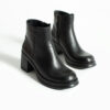 Botine elegante negre din piele naturală, cu toc jos Palesa