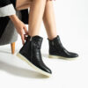 Botine casual negre din piele naturală Elmarie
