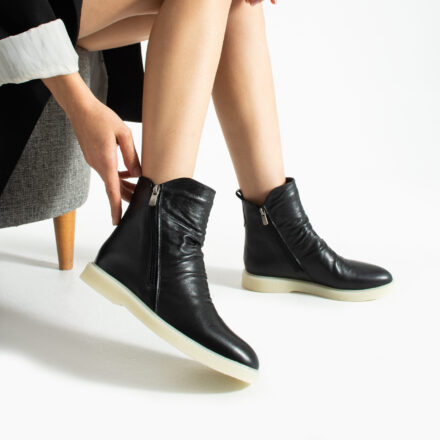 Botine casual negre din piele naturală Elmarie