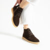 Pantofi maro cu șireturi Anika, tip Clarks, din piele întoarsă naturală