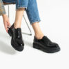 Pantofi oxford de damă negri lăcuiți din piele naturală Mia