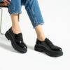 Pantofi oxford de damă negri lăcuiți din piele naturală Mia