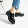Pantofi oxford de damă negri lăcuiți din piele naturală Mia