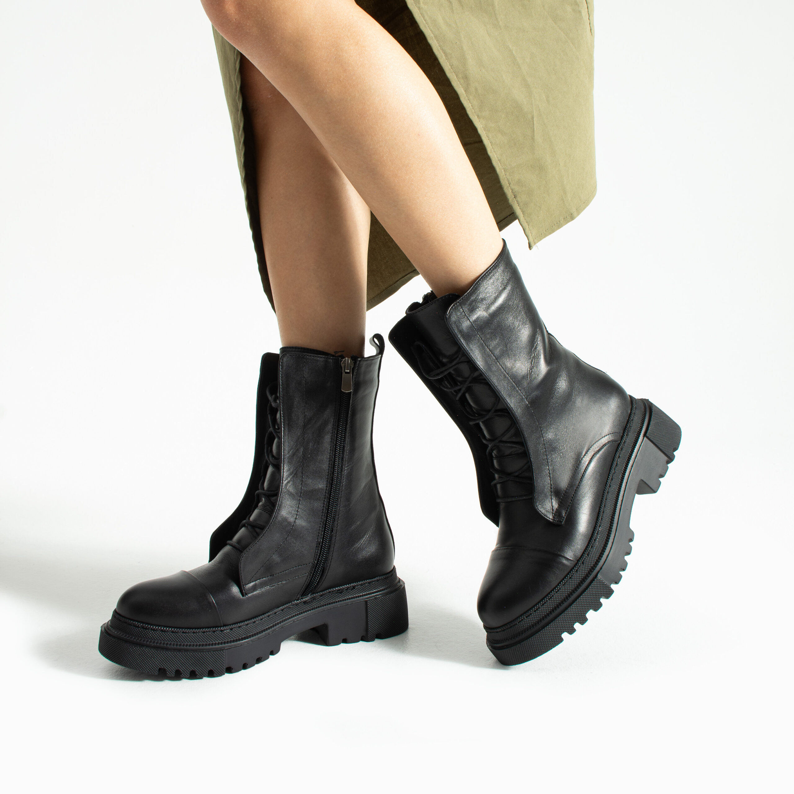 Botine negre din piele naturală Pinnawala Botine negre din piele naturală Pinnawala