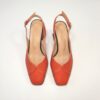 Pantofi eleganți de damă, cu toc jos, din piele naturală, Portocaliu, Elif