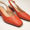 Pantofi eleganți de damă, cu toc jos, din piele naturală, Portocaliu, Elif