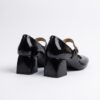 Pantofi de damă negri din piele naturală lăcuită, cu toc gros Melia