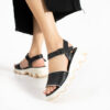 Sandale casual negre din piele naturală pentru femei Sianna