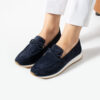 Mocasini casual de damă bleumarin din piele întoarsă naturală Aisha