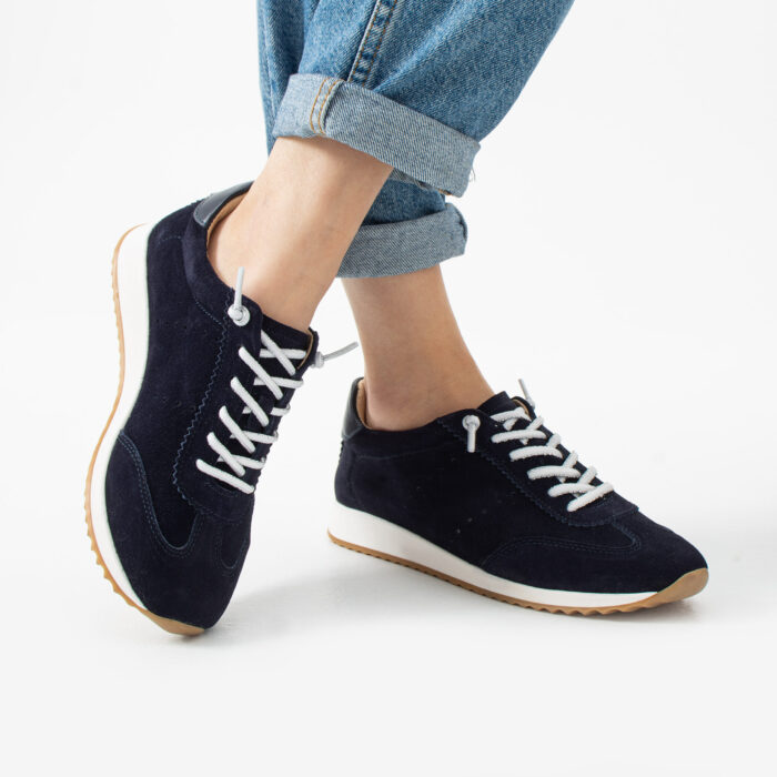 Pantofi sport bleumarin din piele întoarsă naturală Halima