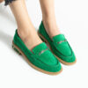 Loafers eleganți de damă verzi din piele întoarsă naturală Esmer