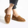 Loafers eleganți de damă maro din piele întoarsă naturală Esmer