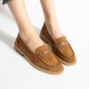Loafers eleganți de damă maro din piele întoarsă naturală Esmer