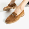 Loafers eleganți de damă maro din piele întoarsă naturală Esmer
