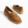 Loafers eleganți de damă maro din piele întoarsă naturală Esmer