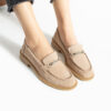 Loafers eleganți de damă bej din piele întoarsă naturală Esmer