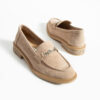 Loafers eleganți de damă bej din piele întoarsă naturală Esmer