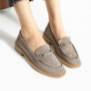 Loafers eleganți de damă vizon din piele întoarsă naturală Esmer