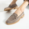 Loafers eleganți de damă vizon din piele întoarsă naturală Esmer