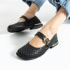 Pantofi Mary Jane negri din piele naturală perforată Shani
