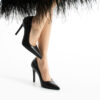 Pantofi clasici eleganți negri cu toc din piele naturală Amalia