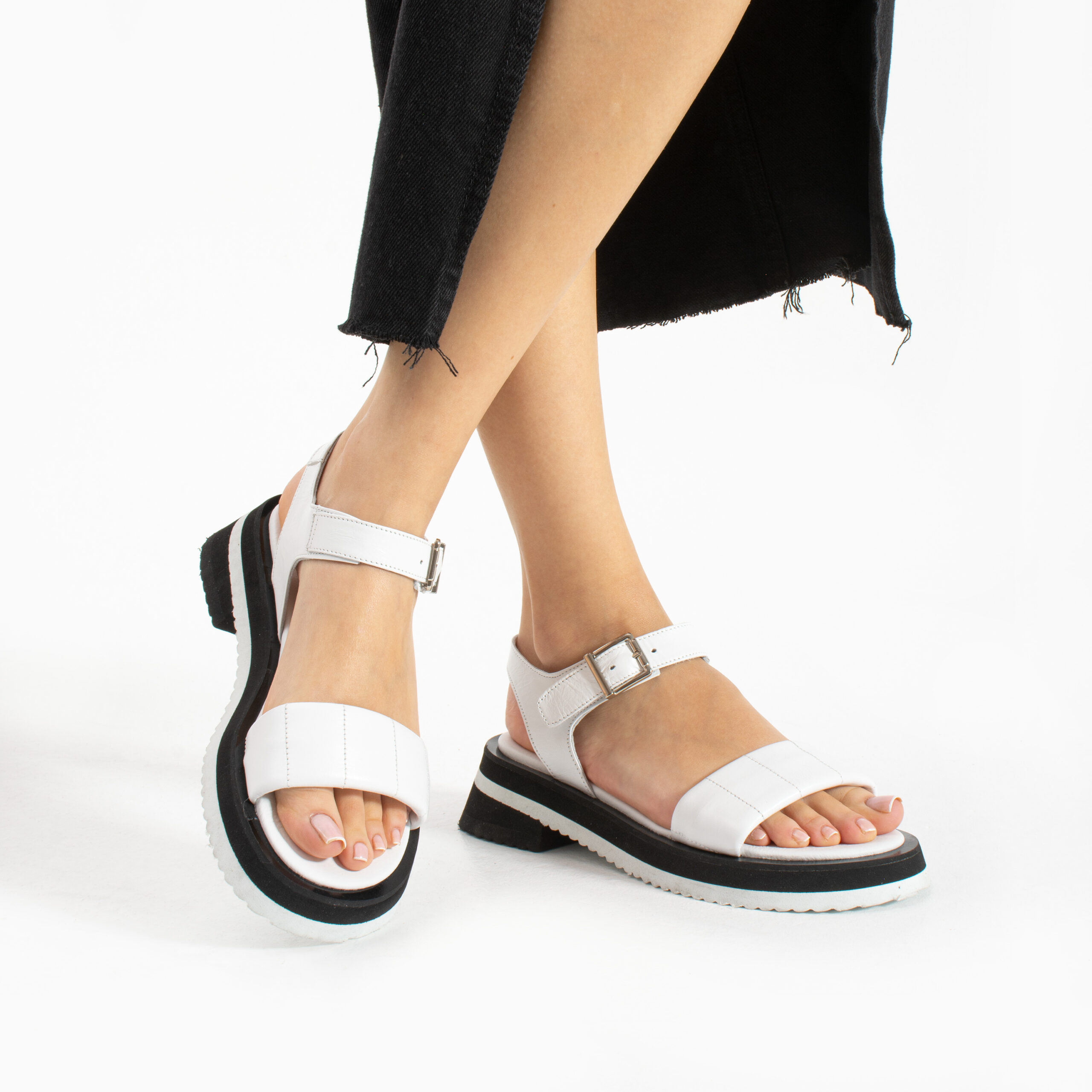 Sandale casual albe de damă din piele naturală Rabia Sandale casual albe de damă din piele naturală Rabia