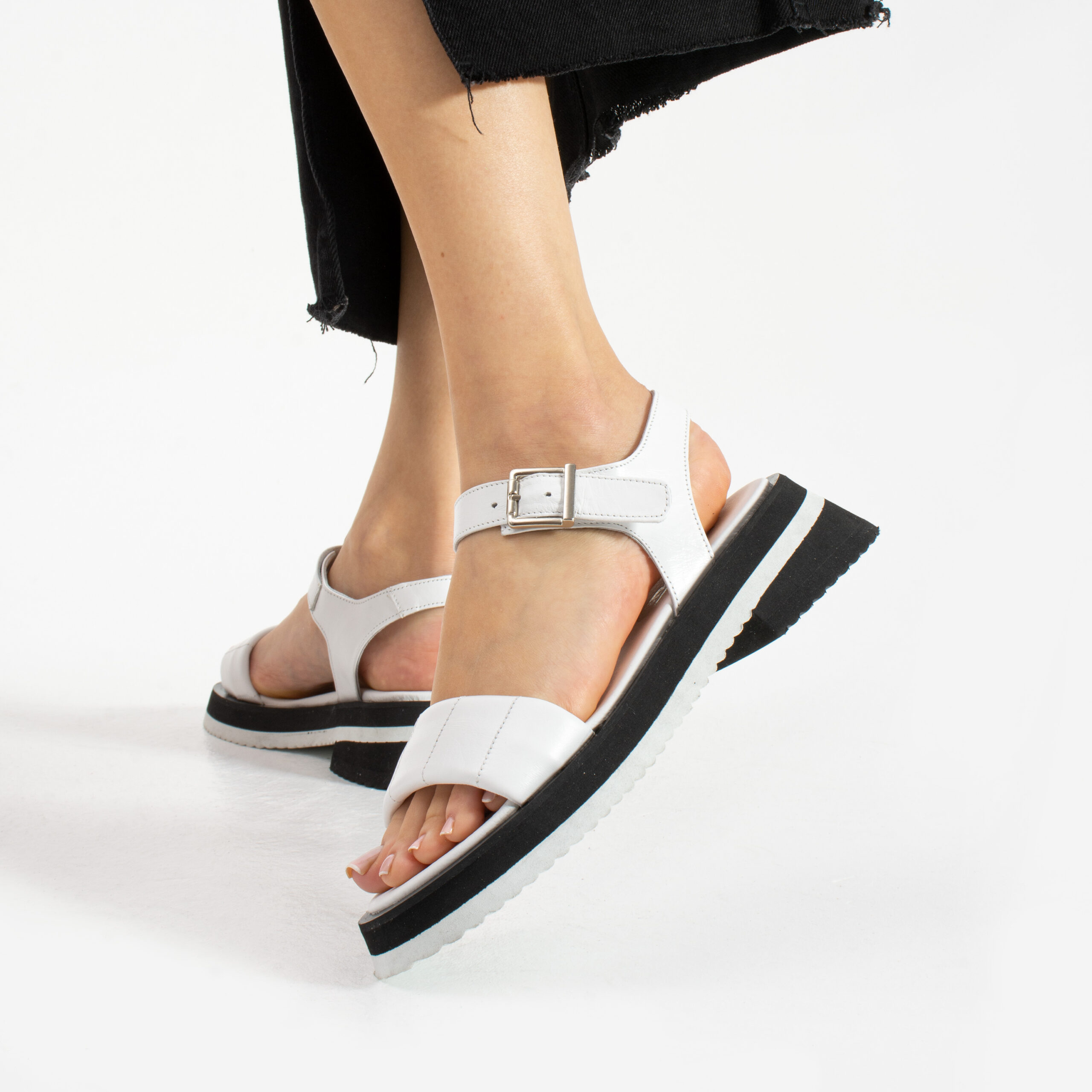 Sandale casual albe de damă din piele naturală Rabia Sandale casual albe de damă din piele naturală Rabia