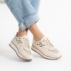 Sneakers damă bej pe platformă din piele naturală Neriman