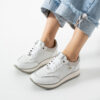Sneakers albi de damă din piele naturală Alondra
