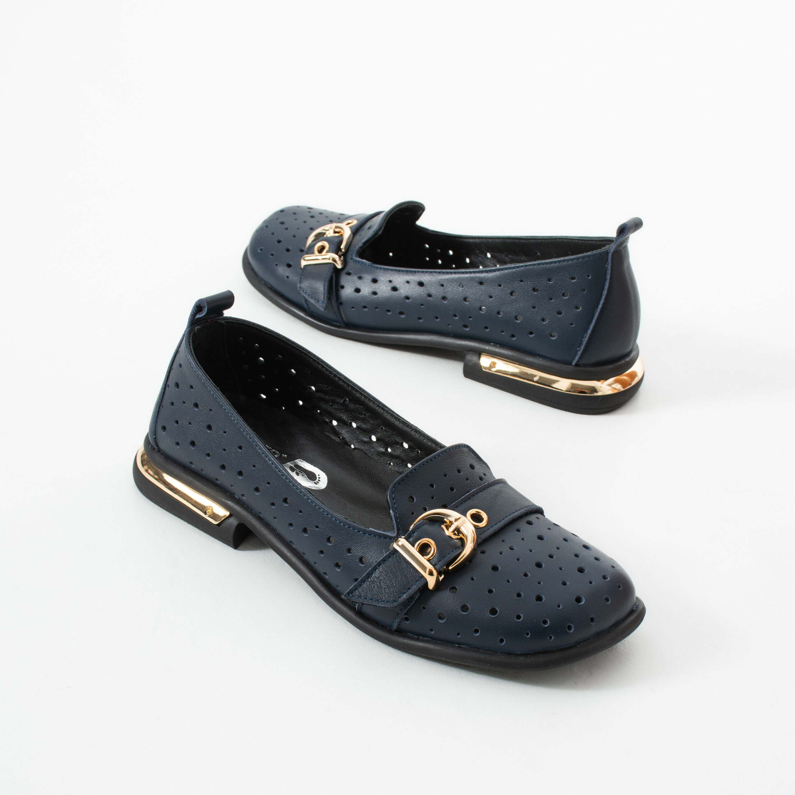 Pantofi damă bleumarin perforați din piele naturală Tamisha Pantofi damă bleumarin perforați din piele naturală Tamisha