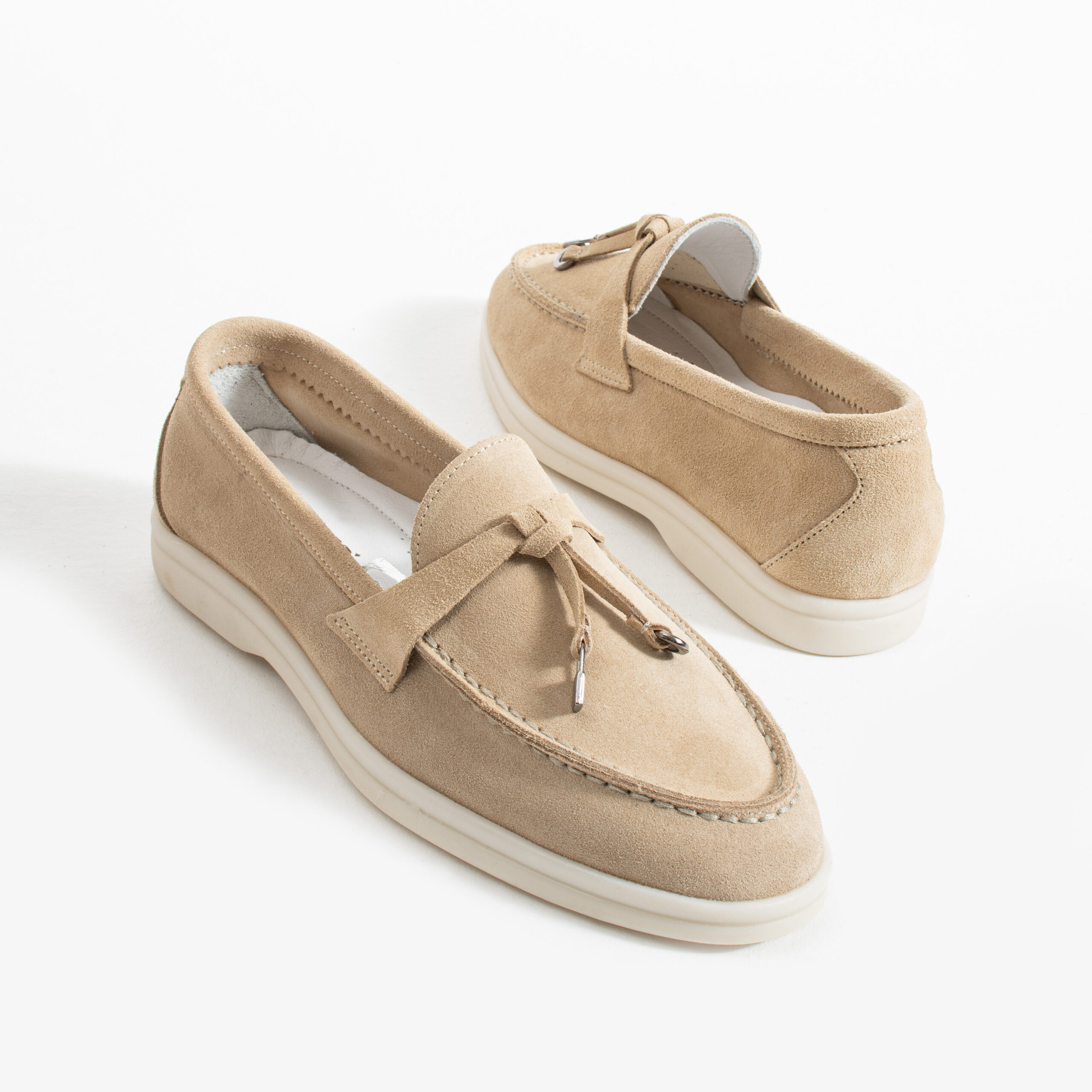 Mocasini de damă bej din piele întoarsă naturală Mombasa Mocasini de damă bej din piele întoarsă naturală Mombasa