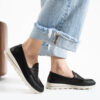 Pantofi casual negri de damă din piele naturală Monica